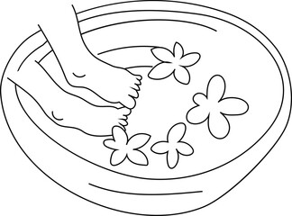 Hand drawn foot spa illustration on transparent background.
