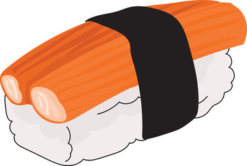 Crab stick sushi illustration, Transparent background.  © OneyWhyStudio