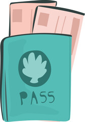 Cartoon passport illustration on transparent background.
