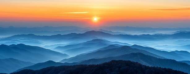 Obraz premium Beautiful scene with blue blurred silhouettes of mountains against the rise of super blue moon