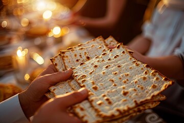 Hands cradling matzah in reverence, embodying Pesach tradition
