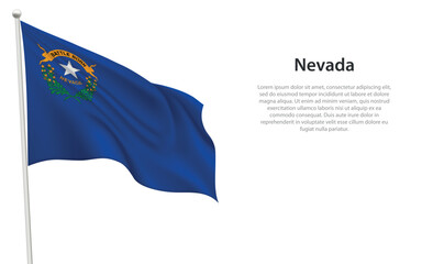 Isolated waving flag of Nevada is a state United States