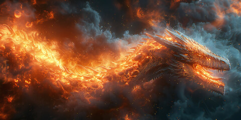 Dragon Breathing Fire Isolated