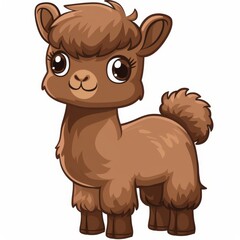 Obraz premium brown llama with large eyes against a plain white backdrop, budget-friendly, effortless, and uncomplicated