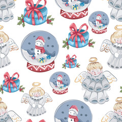 Christmas globe seamless pattern background.
