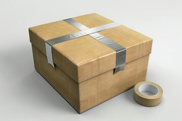 urgent fast delivery cardboard package sealed with tape shipping facility 3d illustration