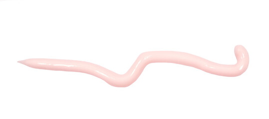 Pink cosmetic cream spilled isolated on white, clipping
