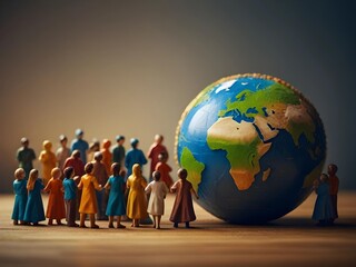 World population day concept illustrations with earth and people