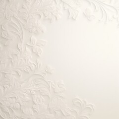 White soft pastel color background parchment with a thin barely noticeable floral ornament, wallpaper copy space, vintage design blank copyspace