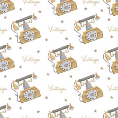 Telephone vintage seamless pattern background.
