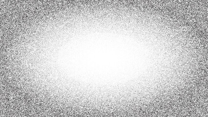 Noise dot oval gradient. Frame with grain effect. Stipple black background. Grunge texture vector pattern.
