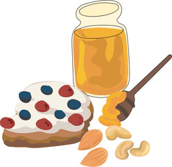 Healthy food illustration on transparent background.