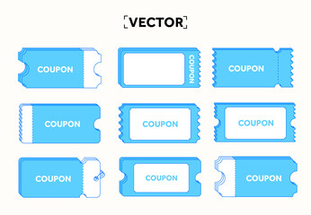 Coupon stack set. Set of coupon stack templates in different style, isolated on background. Printing coupon or voucher template. Coupon code or voucher. Vector illustration. High quality vector