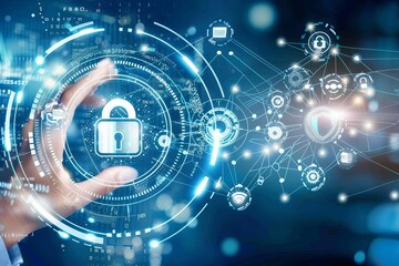 Obraz premium Utilize HTTPS and padlock protections to secure business networks, using API and OAuth to enhance data privacy and protect against malware threats.