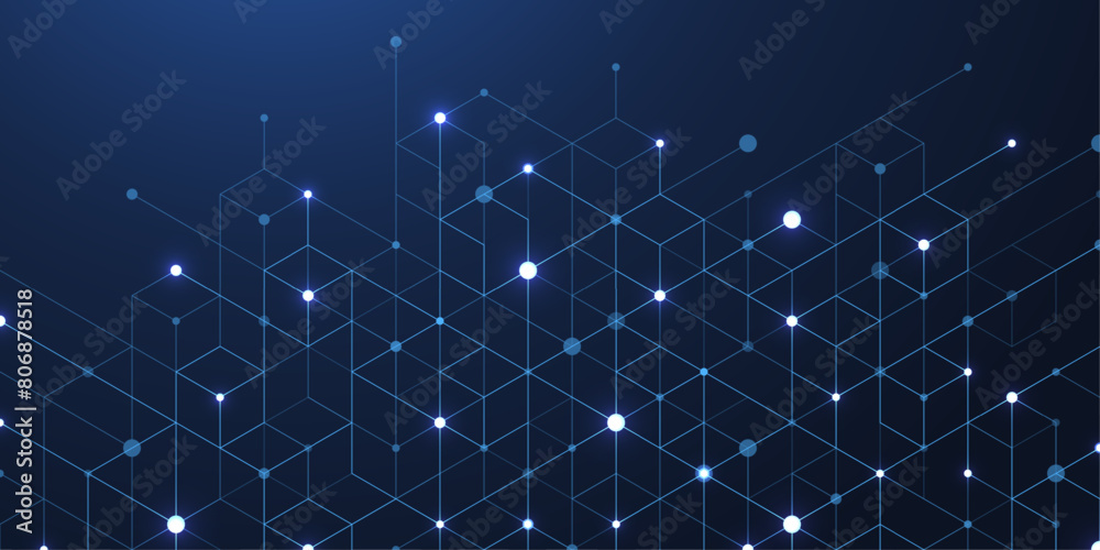 Poster Abstract Big Data visualization digital network connection concept background. Artificial intelligence and engineering technology. Global network, Lines plexus, minimal array. Vector illustration