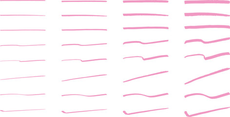 イラスト素材：ライン素材のあしらい　手書きのシンプルでかわいい罫線　ピンク. simple hand draw red borders