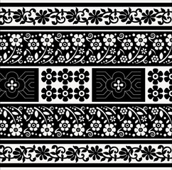 black and white geometrical border design.