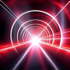 radial red light through the tunnel glowing in the darkness for print designs templates advertising.