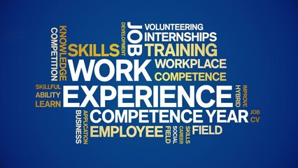Work Experience animated word cloud;text design animation tag kinetic typography seamless loop.