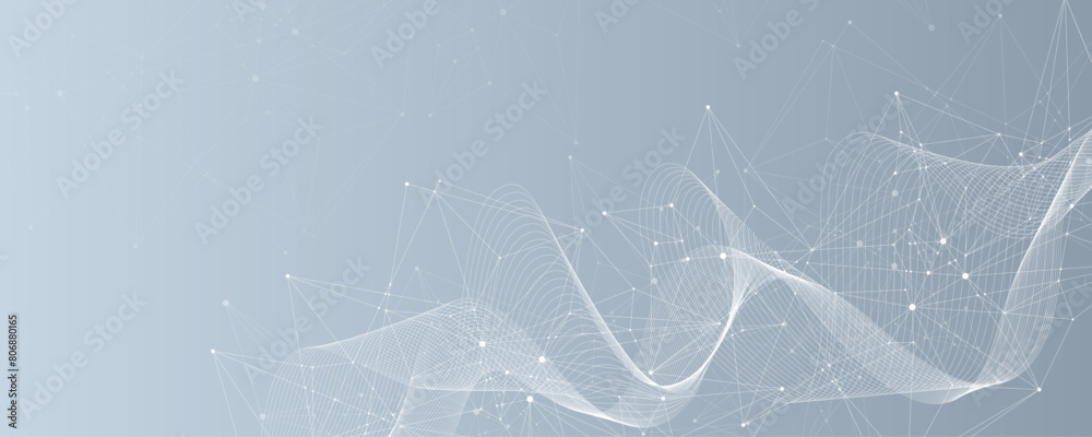 Poster Global network connection concept. Big data visualization. Social network communication in the global computer networks. Internet technology. Business. Science. Vector illustration