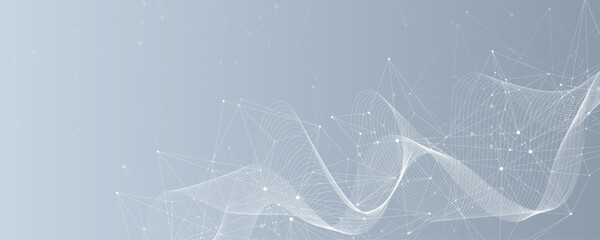 Global network connection concept. Big data visualization. Social network communication in the global computer networks. Internet technology. Business. Science. Vector illustration