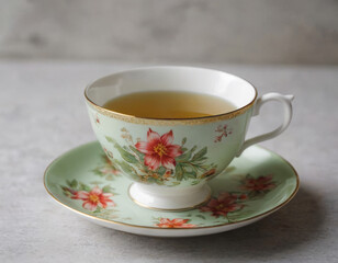 Un'infusione di calore e conforto: la tazza di t&egrave; avvolge i sensi con il suo aroma avvolgente.