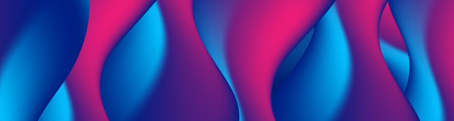 Abstract blue and purple liquid wavy shapes futuristic background. Smooth retro banner vector design