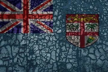 flag of Fiji on a old grunge metal rusty cracked wall background