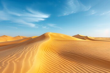 Fototapeta na wymiar Breathtaking view of vast desert dunes beneath clear blue sky