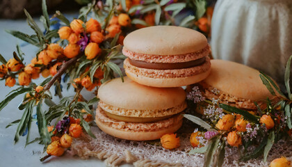 Sanddorn, macarons, close up, essen, neu, früchte, board, schön, früchte, gesund, vegan, veggie, ernährung, Gesundheit, superfood, modern