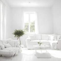 modern white  living room,Created using generative AI.