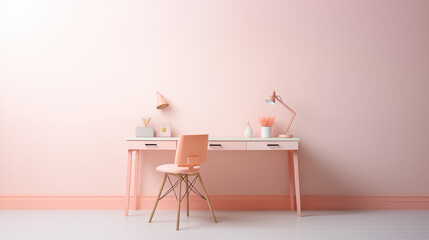 working desk on clean pastel light and white isolated background