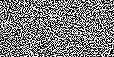 Turing reaction diffusion monochrome seamless pattern with chaotic motion. Linear design with biological shapes. Organic lines in Memphis. abstract turing organic wallpaper background.