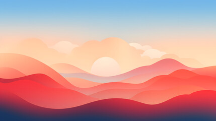 Digital sunset flat illustration graphic poster background