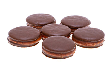 Cookies with souffle in chocolate isolated