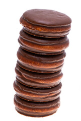 Cookies with souffle in chocolate isolated