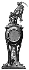 Ancient Bronze Art. French Empire mantel clock by A.Charpentier and Toni Sellmescheim. Publication of the book "Meyers Konversations-Lexikon", Volume 7, Leipzig, Germany, 1910