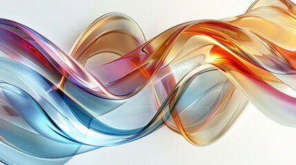 Fototapeta premium An elegant multicolor glass wavy background set against a clean white backdrop, showcasing the intricate patterns and textures of the glass in breathtaking clarity