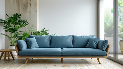 A modern living room interior with a comfortable sofa and armchair in a contemporary design,Generative AI illustration.