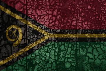 flag of Vanuatu on a old grunge metal rusty cracked wall background
