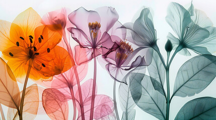 Exquisite X-ray Scan Revealing the Intricacies of a Bouquet: Stems, Petals and Leaves Unveiled