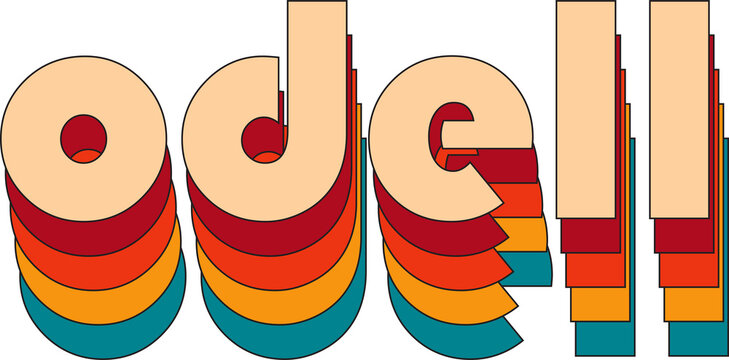 Retro Odell text name 80s design t-shirt.