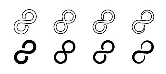 Infinity icon set. Infinity symbol. Infinity, eternity, infinite, endless symbols. Infinity icons