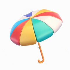 cute beach umbrella icon, 3D render, white background, generative AI