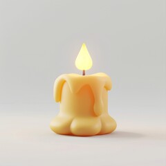cute candle icon, 3D render, white background, generative AI