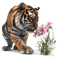 Obraz premium tiger on white background ai generative 