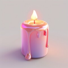 cute candle icon, 3D render, white background, generative AI