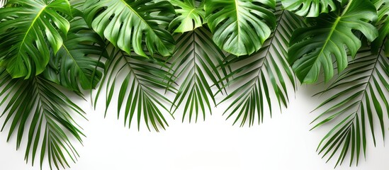 palm leaves isolated as background, white background