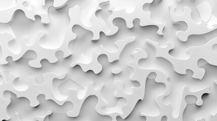 White Puzzle Pieces Assembling Together, Concept of Problem Solving and Collaboration, Generative Ai

