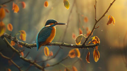 Kingfisher bird on a branch